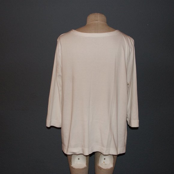 J. Jill Tops Jjill White Perfect Pima 34sleeve Seamed Tee Xl Poshmark